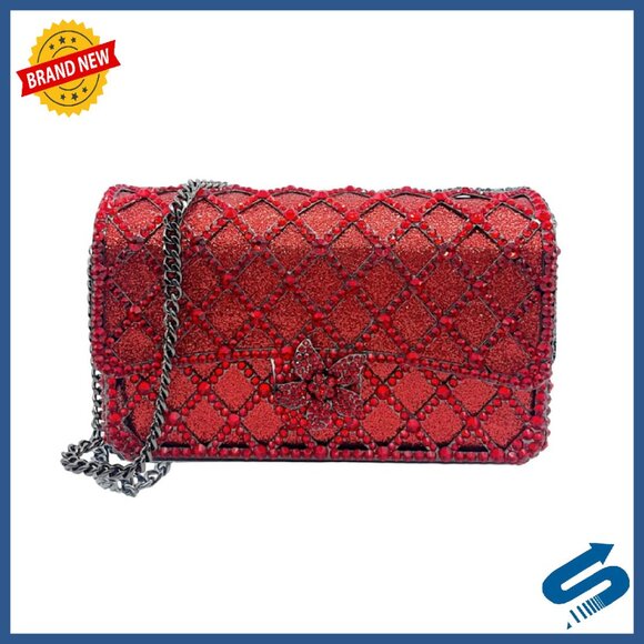 Rhinestone Flower Clutch Evening Bag Luxury Crystal Purse Wedding Party